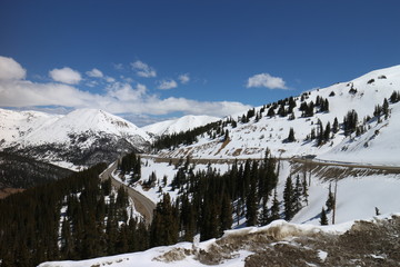 Snow covered loveland pass - continental divide in Denver Colorado