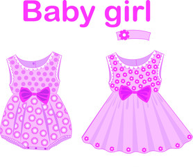 Vector illustration - baby clothes, dress for girls