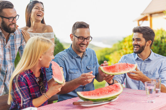 Friends Eating Watermelon