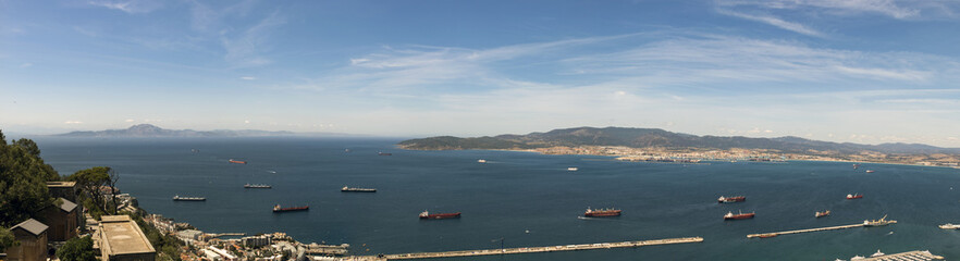 Fototapeta premium Gibraltar rock view over the sea and to Africa coastline