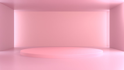 Soft Pastel Pink Product stage Present background 3d rendering