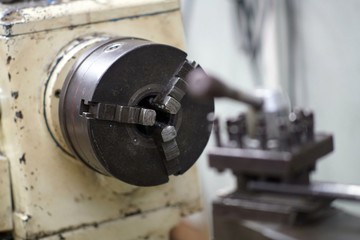 A shaft handle of the lathe.