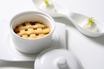 apple tart dessert with vanilla ice cream