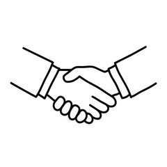 Vector hand made drawing of the business symbol of teamwork icon isolated on white background. Hand shake illustration 