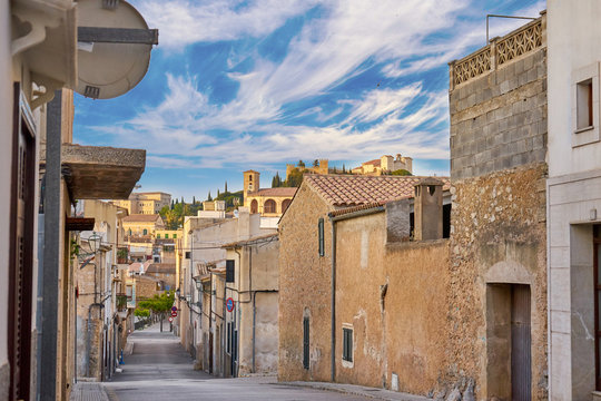 View On The Streets, Church And Fortress Of Arta Majorca Spain