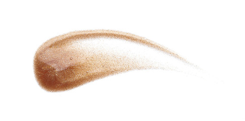 Smears and texture of gold lip gloss isolated on white background