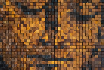 Pattern of Wall made from Wooden block