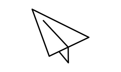 Paper airplane thin line icon for sending messages