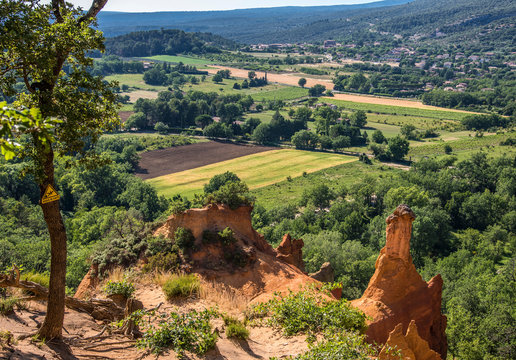 France, Vaucluse, Rustrel, Provencal Colorado landscape, Provence-Alpes-Cote d'Azur region