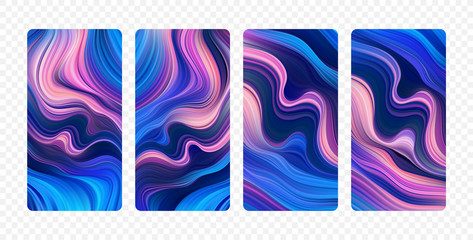 Set of abstract colorful flow backgrounds. Modern screen design for app.