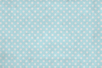 High quality illustration of polka dot wallpaper with white dots and vintage blue background overlaid with grungy elements