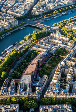 France, 7th arrondissement of Paris, view from the Eiffel Tower (musee du quai Branly, Holy Trinity Orthodox Cathedral)
