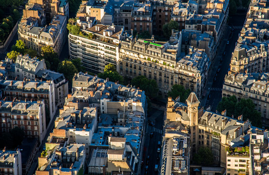 France, 7th arrondissement of Paris, view from the Eiffel Tower (avenue Rapp, rue de Montessuy)