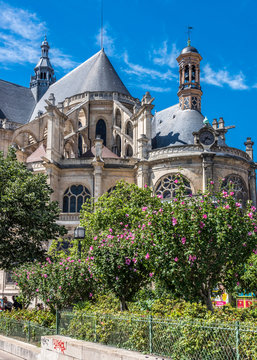 France, 1st arrondissement of Paris, apse of the Church of Saint-Eustache seen from the Nelson Mandela Garden