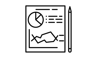 Report document icon with column graph for business data and analysis