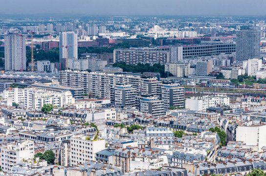 France, 18th arrondissement of Paris, view from the Dome of the Basilica of the Sacred Heart of Paris (towers and apartment blocks of the Parisian periphery)