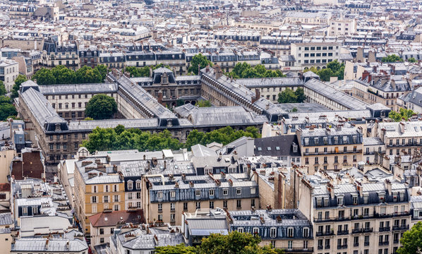 France, 18th arrondissement of Paris, Clignancourt district, view from the Dome of the Basilica of the Sacred Heart of Paris, Cite scolaire Jacques Decour
