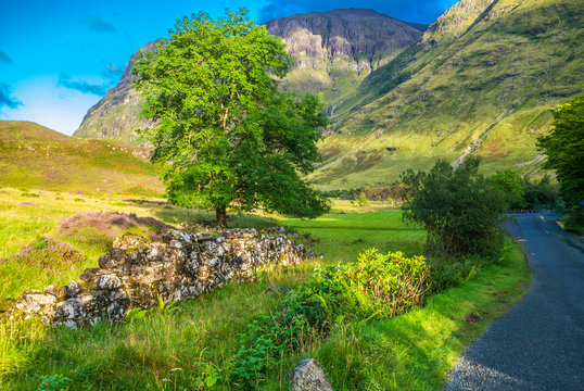 Europe, Great Britain, Scotland, Highlands and Lochaber Geopark, Glen Coe valley, place of Hagrid's hut replica (Harry Potter movie) and filming of the Skyfall movie (James Bond)