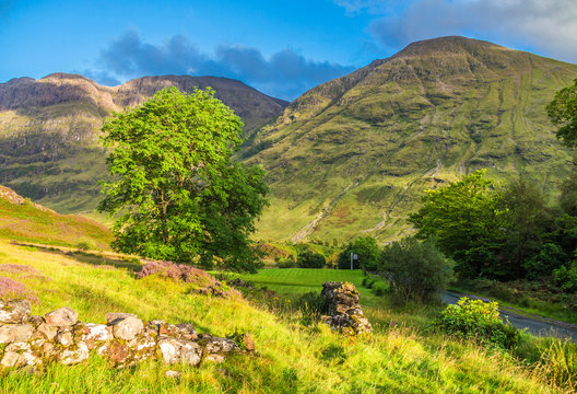 Europe, Great Britain, Scotland, Highlands and Lochaber Geopark, Glen Coe valley, place of Hagrid's hut replica (Harry Potter movie) and filming of the Skyfall movie (James Bond)