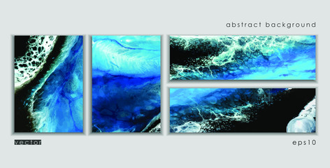 Vector cards. Set of templates brochure, cover and sheets. Abstract painted background. Liquid marble texture.  