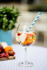 Refreshing summer drink. Summer drink from different citrus with