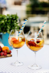 Refreshing summer drink. Summer drink from different citrus with