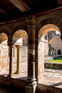Europe,France,Midi-Pyrenees,Aveyron,Conques,Sainte-Foy, Saint James way, the cloister