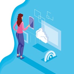 Isometric icon set technology design