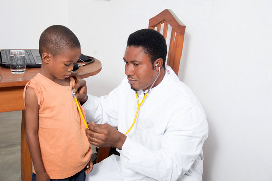 the health professional  is about to listen to the heartbeat of this child