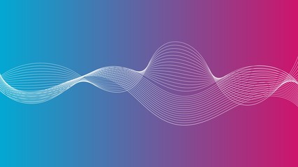 Soft abstract background made by a graphic vector white wave on blue and pink background