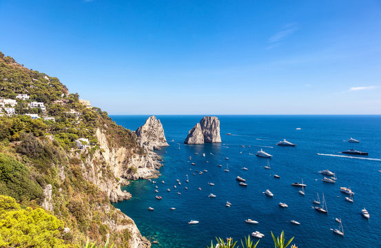 View of the sea from the heights of Mount Solaro, Anacapri, Capri Island, Naples area, Italy