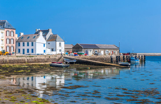 France, Brittany, Ile de Sein, Quai des Francais Libres (Free French)
