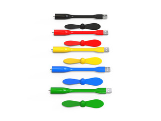 USB driver fan, mini USB fan mock up template on isolated white background, 3d illustration