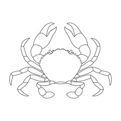 Crab graphic icon. Sea сrab black contour isolated on white background. Vector illustration