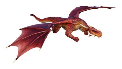 3D Rendering Fairy Tale Dragon on White