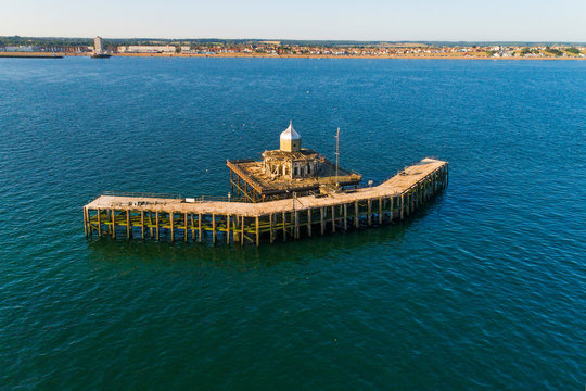 United Kingdom, England. Herne Bay. Pier ruins