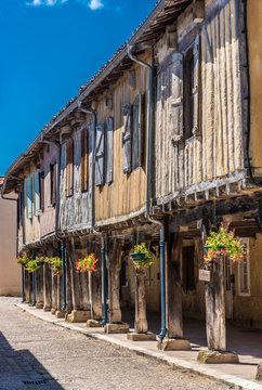 France, Gers, former medieval village of Tillac (12th-15th century), half-timbered houses (Saint James way)