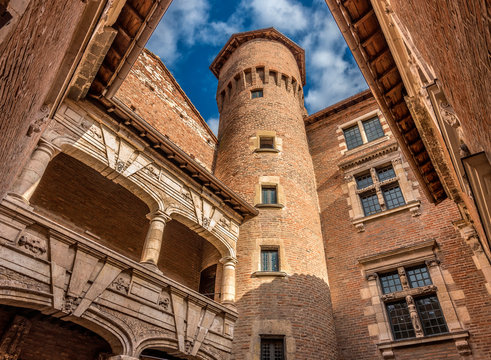 rance, Tarn, Albi, episcopal city (UNESCO World Heritage) (Saint James way), Hotel particulier Reynes (Reynes Mansion) 16th century, pasteliers family Rue Timbal