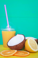 tropical fruit on a colorful background
