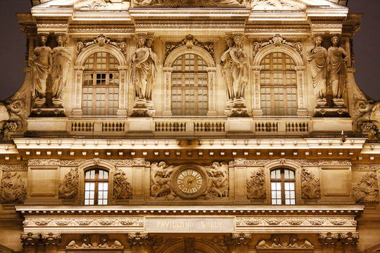 Paris. 1st district. Louvre Museum by night. Sully pavilion.