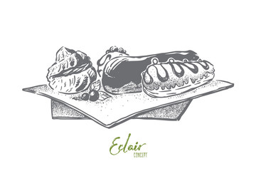 Long creamy brownie, traditional french dessert, delicious confection, sweet baking, bakery menu