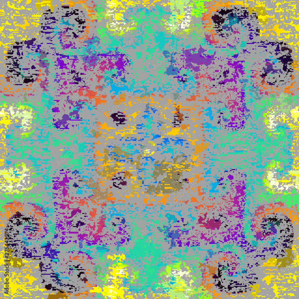 Aufkleber Abstract seamless pattern with grunge dirty texture and vintage ornament. Vector image.
