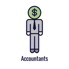 Accountant or Accounting Icon Set w money, accounting & similar concept
