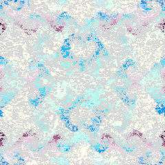 Fototapeta premium Abstract seamless pattern with grunge dirty texture and vintage ornament. Vector image.