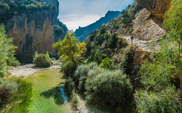 Spain, autonomous community of Aragon, Sierra y Ca&ntilde;ones de Guara natural park, canyon of the Vero river, ravine of la Fuente (UNESCO World Heritage for the rock site paintings)