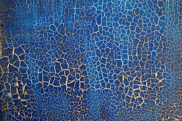 Blue peeling paint background texture
