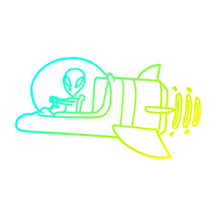 cold gradient line drawing cartoon alien spacecraft