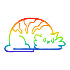 rainbow gradient line drawing cartoon sleepy cat