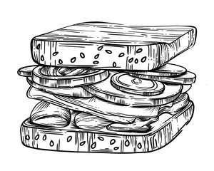 Sandwich drawing in high quality for printing