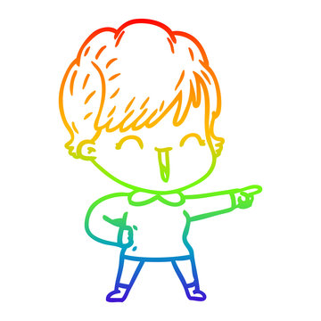 recommend clip art: rainbow gradient line drawing cartoon laughing woman